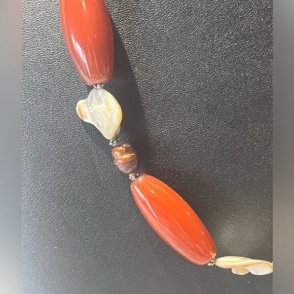 Donna Dressler Sterling Silver blister pearl red jasper necklace - Picture 6 of 8